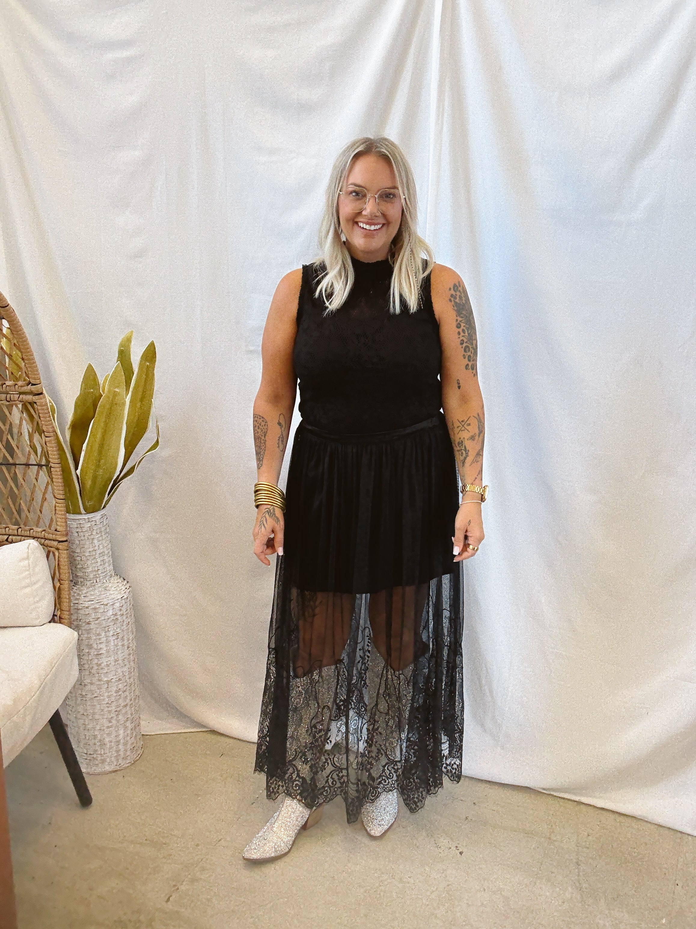 Black Lace Maxi Skirt