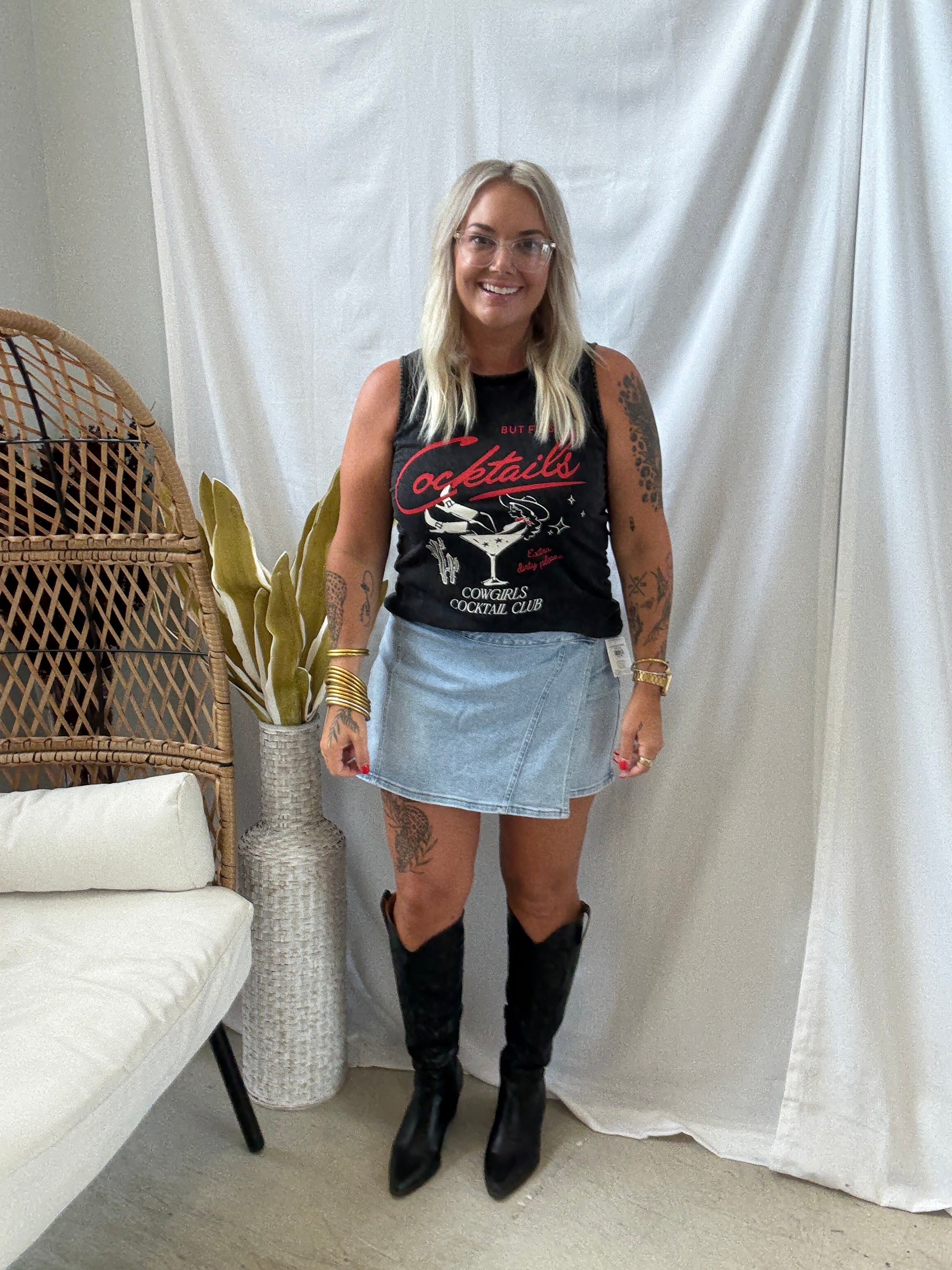 Risen Light Wash Skort