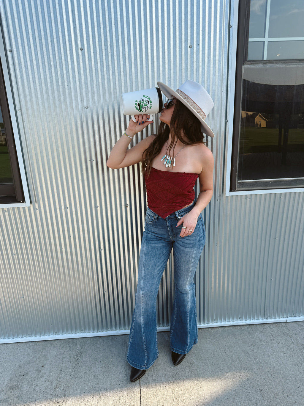 Boho Lace Strapless Top-Wine